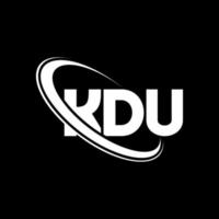 kdu-logo. kdo brief. kdu brief logo ontwerp. initialen kdu-logo gekoppeld aan cirkel en monogram-logo in hoofdletters. kdu typografie voor technologie, zaken en onroerend goed merk. vector