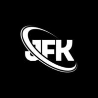 jfk-logo. jfk brief. jfk brief logo ontwerp. initialen jfk-logo gekoppeld aan cirkel en monogram-logo in hoofdletters. jfk typografie voor technologie, zaken en onroerend goed merk. vector