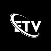 etv-logo. etv brief. etv brief logo ontwerp. initialen etv-logo gekoppeld aan cirkel en monogram-logo in hoofdletters. etv typografie voor technologie, zaken en onroerend goed merk. vector