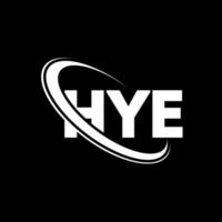 hye-logo. hee brief. hye brief logo ontwerp. initialen hye logo gekoppeld aan cirkel en hoofdletter monogram logo. hye typografie voor technologie, zaken en onroerend goed merk. vector