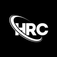 hrc-logo. hr brief. hrc brief logo ontwerp. initialen hrc-logo gekoppeld aan cirkel en monogram-logo in hoofdletters. hrc-typografie voor technologie, zaken en onroerend goed merk. vector