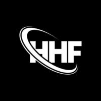 hhf-logo. hf brief. hhf brief logo ontwerp. initialen hhf-logo gekoppeld aan cirkel en monogram-logo in hoofdletters. hhf-typografie voor technologie, zaken en onroerend goed merk. vector