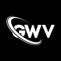 gwv-logo. gwv brief. gwv brief logo ontwerp. initialen gwv logo gekoppeld aan cirkel en monogram logo in hoofdletters. gwv typografie voor technologie, business en onroerend goed merk. vector