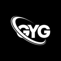 gyg-logo. gy brief. gyg brief logo ontwerp. initialen gyg-logo gekoppeld aan cirkel en monogram-logo in hoofdletters. gyg typografie voor technologie, zaken en onroerend goed merk. vector