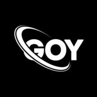 goy-logo. goe brief. goy brief logo ontwerp. initialen goy logo gekoppeld aan cirkel en hoofdletter monogram logo. goy typografie voor technologie, business en onroerend goed merk. vector