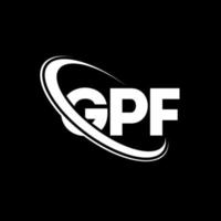 gpf-logo. gpf brief. gpf brief logo ontwerp. initialen gpf-logo gekoppeld aan cirkel en monogram-logo in hoofdletters. gpf-typografie voor technologie, zaken en onroerend goed merk. vector