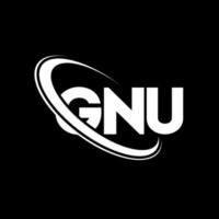 gnu-logo. gnu brief. gnu brief logo ontwerp. initialen gnu-logo gekoppeld aan cirkel en monogram-logo in hoofdletters. gnu typografie voor technologie, zaken en onroerend goed merk. vector