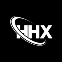 hhx-logo. hhx brief. hhx brief logo ontwerp. initialen hhx-logo gekoppeld aan cirkel en monogram-logo in hoofdletters. hhx typografie voor technologie, zaken en onroerend goed merk. vector