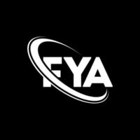 Fya-logo. ff brief. fya brief logo ontwerp. initialen Fya-logo gekoppeld aan cirkel en monogram-logo in hoofdletters. fya typografie voor technologie, zaken en onroerend goed merk. vector