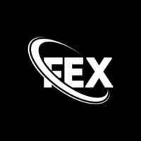 fex-logo. fex brief. fex brief logo ontwerp. initialen fex logo gekoppeld aan cirkel en hoofdletter monogram logo. fex typografie voor technologie, business en onroerend goed merk. vector