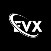 evx-logo. evx brief. evx brief logo ontwerp. initialen evx logo gekoppeld aan cirkel en hoofdletter monogram logo. evx typografie voor technologie, zaken en onroerend goed merk. vector