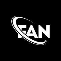 fan-logo. brief van een fan. fan brief logo ontwerp. initialen fan logo gekoppeld aan cirkel en hoofdletter monogram logo. fan typografie voor technologie, business en onroerend goed merk. vector