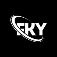 fky-logo. fk brief. fky brief logo ontwerp. initialen fky logo gekoppeld aan cirkel en hoofdletter monogram logo. fky typografie voor technologie, zaken en onroerend goed merk. vector