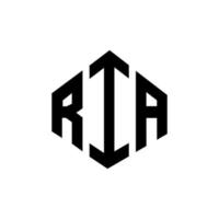 ria letter logo-ontwerp met veelhoekvorm. ria veelhoek en kubusvorm logo-ontwerp. ria zeshoek vector logo sjabloon witte en zwarte kleuren. ria monogram, business en onroerend goed logo.