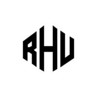 rhu letter logo-ontwerp met veelhoekvorm. rhu veelhoek en kubusvorm logo-ontwerp. rhu zeshoek vector logo sjabloon witte en zwarte kleuren. rhu monogram, business en onroerend goed logo.