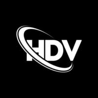 hdv-logo. hdv brief. hdv brief logo ontwerp. initialen hdv-logo gekoppeld aan cirkel en monogram-logo in hoofdletters. hdv-typografie voor technologie, zaken en onroerend goed merk. vector