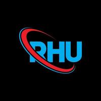 rhu-logo. rhu brief. rhu brief logo ontwerp. initialen rhu logo gekoppeld aan cirkel en hoofdletter monogram logo. rhu typografie voor technologie, zaken en onroerend goed merk. vector