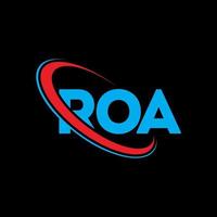 roa-logo. roa brief. roa brief logo ontwerp. initialen roa-logo gekoppeld aan cirkel en monogram-logo in hoofdletters. roa typografie voor technologie, zaken en onroerend goed merk. vector