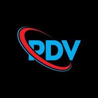 pdv-logo. pdv brief. pdv brief logo ontwerp. initialen pdv-logo gekoppeld aan cirkel en monogram-logo in hoofdletters. pdv-typografie voor technologie, zaken en onroerend goed merk. vector