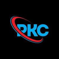 pkc-logo. pkc brief. pkc brief logo ontwerp. initialen pkc-logo gekoppeld aan cirkel en monogram-logo in hoofdletters. pkc typografie voor technologie, business en onroerend goed merk. vector