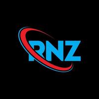 rnz-logo. rnz brief. rnz brief logo ontwerp. initialen rnz-logo gekoppeld aan cirkel en monogram-logo in hoofdletters. rnz typografie voor technologie, zaken en onroerend goed merk. vector