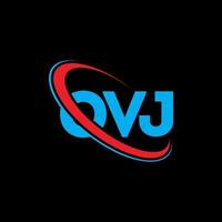 ovj-logo. ov brief. ovj brief logo ontwerp. initialen ovj logo gekoppeld aan cirkel en hoofdletter monogram logo. ovj typografie voor technologie, zaken en onroerend goed merk. vector