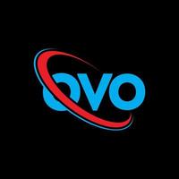 ovo-logo. ovo brief. ovo brief logo ontwerp. initialen ovo-logo gekoppeld aan cirkel en monogram-logo in hoofdletters. ovo typografie voor technologie, zaken en onroerend goed merk. vector