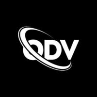 odv-logo. ov brief. odv brief logo ontwerp. initialen odv logo gekoppeld aan cirkel en hoofdletter monogram logo. odv typografie voor technologie, zaken en onroerend goed merk. vector