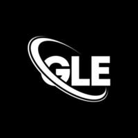 gle-logo. gle brief. gle brief logo ontwerp. initialen gle-logo gekoppeld aan cirkel en monogram-logo in hoofdletters. gle typografie voor technologie, business en onroerend goed merk. vector