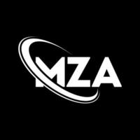 mza-logo. mza brief. mza brief logo ontwerp. initialen mza-logo gekoppeld aan cirkel en monogram-logo in hoofdletters. mza typografie voor technologie, business en onroerend goed merk. vector