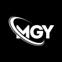 mgy-logo. mgy brief. mgy brief logo ontwerp. initialen mgy logo gekoppeld aan cirkel en hoofdletter monogram logo. mgy typografie voor technologie, zaken en onroerend goed merk. vector