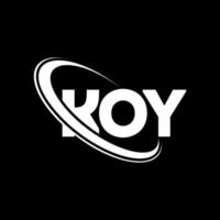 koy-logo. koi brief. koy brief logo ontwerp. initialen koy logo gekoppeld aan cirkel en hoofdletter monogram logo. koy typografie voor technologie, zaken en onroerend goed merk. vector