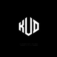 kud letter logo-ontwerp met veelhoekvorm. kud veelhoek en kubusvorm logo-ontwerp. kud zeshoek vector logo sjabloon witte en zwarte kleuren. kud monogram, business en onroerend goed logo.