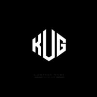 kug letter logo-ontwerp met veelhoekvorm. kug veelhoek en kubusvorm logo-ontwerp. kug zeshoek vector logo sjabloon witte en zwarte kleuren. kug monogram, business en onroerend goed logo.