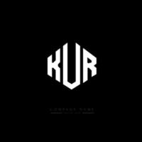 kur letter logo-ontwerp met veelhoekvorm. kur veelhoek en kubusvorm logo-ontwerp. kur zeshoek vector logo sjabloon witte en zwarte kleuren. kur monogram, business en onroerend goed logo.