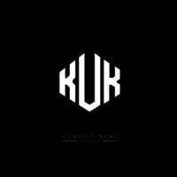 kuk letter logo-ontwerp met veelhoekvorm. kuk veelhoek en kubusvorm logo-ontwerp. kuk zeshoek vector logo sjabloon witte en zwarte kleuren. kuk-monogram, bedrijfs- en onroerendgoedlogo.