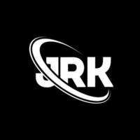 jrk-logo. jr brief. jrk brief logo ontwerp. initialen jrk logo gekoppeld aan cirkel en hoofdletter monogram logo. jrk typografie voor technologie, zaken en onroerend goed merk. vector