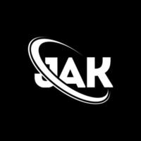 jak-logo. jak brief. jak brief logo ontwerp. initialen jak-logo gekoppeld aan cirkel en monogram-logo in hoofdletters. jak typografie voor technologie, business en onroerend goed merk. vector