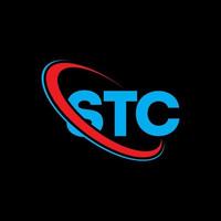stc-logo. st brief. stc brief logo ontwerp. initialen stc logo gekoppeld aan cirkel en hoofdletter monogram logo. stc typografie voor technologie, business en onroerend goed merk. vector