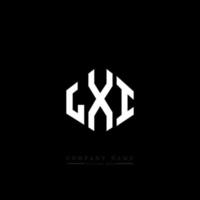 lxi letter logo-ontwerp met veelhoekvorm. lxi veelhoek en kubusvorm logo-ontwerp. lxi zeshoek vector logo sjabloon witte en zwarte kleuren. lxi-monogram, bedrijfs- en onroerendgoedlogo.
