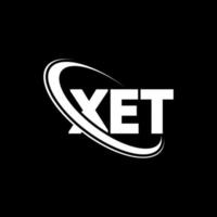 xet-logo. xet brief. xet brief logo ontwerp. initialen xet logo gekoppeld aan cirkel en hoofdletter monogram logo. xet typografie voor technologie, business en onroerend goed merk. vector