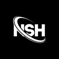 nsh-logo. nsh brief. nsh brief logo ontwerp. initialen nsh-logo gekoppeld aan cirkel en monogram-logo in hoofdletters. nsh typografie voor technologie, zaken en onroerend goed merk. vector