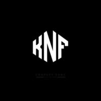 knf letter logo-ontwerp met veelhoekvorm. knf veelhoek en kubusvorm logo-ontwerp. knf zeshoek vector logo sjabloon witte en zwarte kleuren. knf-monogram, bedrijfs- en onroerendgoedlogo.