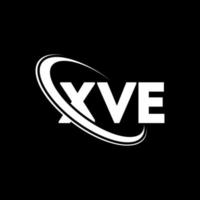 xve-logo. xve brief. xve letter logo-ontwerp. initialen xve logo gekoppeld aan cirkel en monogram logo in hoofdletters. xve typografie voor technologie, zaken en onroerend goed merk. vector