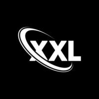 XXL-logo. xxl brief. XXL brief logo ontwerp. initialen xxl-logo gekoppeld aan cirkel en monogram-logo in hoofdletters. xxl typografie voor technologie, zaken en onroerend goed merk. vector