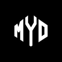 myo letter logo-ontwerp met veelhoekvorm. myo veelhoek en kubusvorm logo-ontwerp. myo zeshoek vector logo sjabloon witte en zwarte kleuren. myo monogram, business en onroerend goed logo.