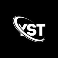 yst-logo. yste brief. yst letter logo ontwerp. initialen yst-logo gekoppeld aan cirkel en monogram-logo in hoofdletters. yst typografie voor technologie, zaken en onroerend goed merk. vector