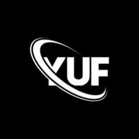 yuf-logo. yuf brief. yuf brief logo ontwerp. initialen yuf-logo gekoppeld aan cirkel en monogram-logo in hoofdletters. yuf typografie voor technologie, zaken en onroerend goed merk. vector