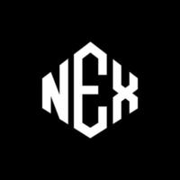 nex letter logo-ontwerp met veelhoekvorm. nex veelhoek en kubusvorm logo-ontwerp. nex zeshoek vector logo sjabloon witte en zwarte kleuren. nex monogram, bedrijfs- en vastgoedlogo.