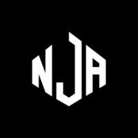 nja letter logo-ontwerp met veelhoekvorm. nja veelhoek en kubusvorm logo-ontwerp. nja zeshoek vector logo sjabloon witte en zwarte kleuren. nja monogram, business en onroerend goed logo.